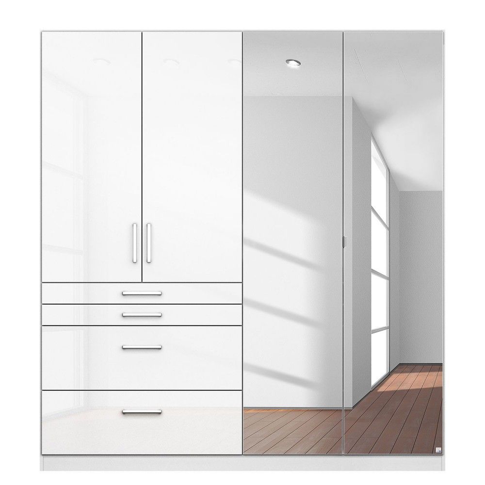 Oakwood Rauch Homburg Metallic Grey and High Gloss White 4 Door Wardrobe