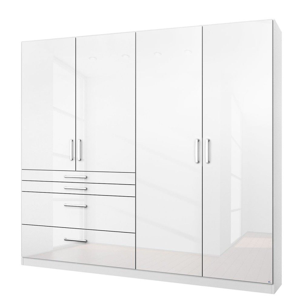 Oakwood Rauch Homburg Metallic Grey and High Gloss White 4 Door Wardrobe