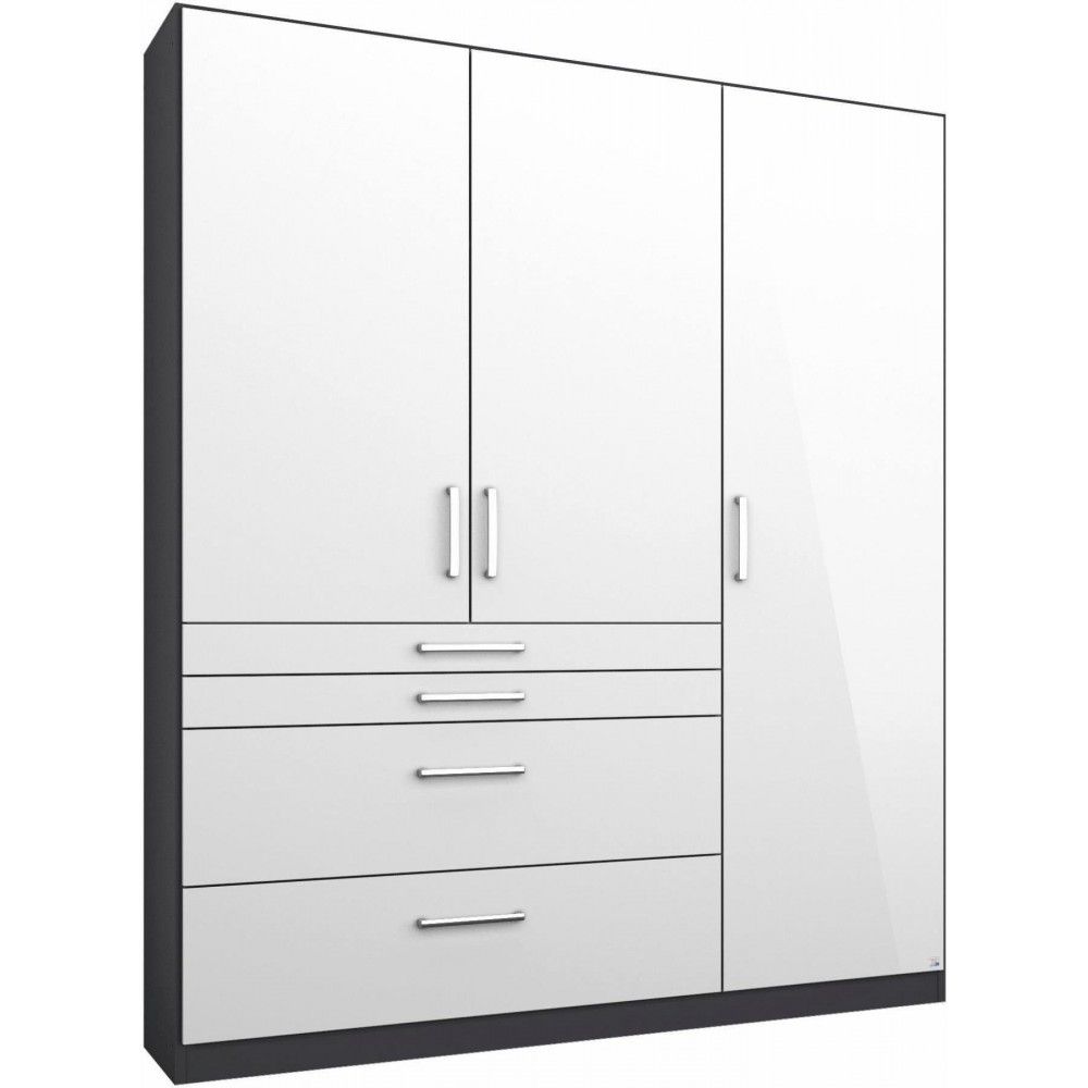 Oakwood Homburg Metallic Grey High Gloss White 3 Door Combi Wardrobe