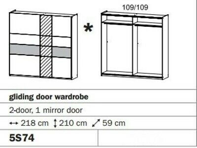 Oakwood Rauch Korbach Metallic Grey Stone Grey 218CM 2 Sliding Door Wardrobe