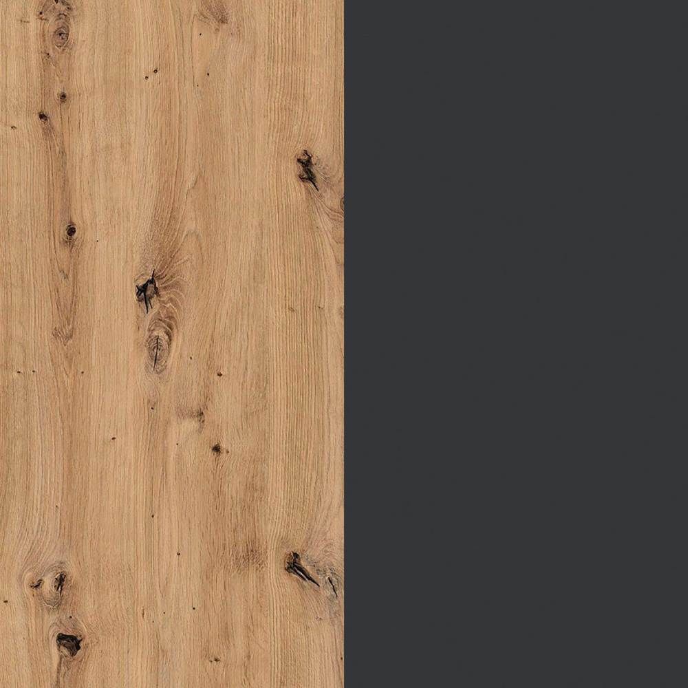 Oakwood Rauch Dresden 131CM Width Artisan Oak With Metallic Grey Sliding Door Wardrobe With Mirror