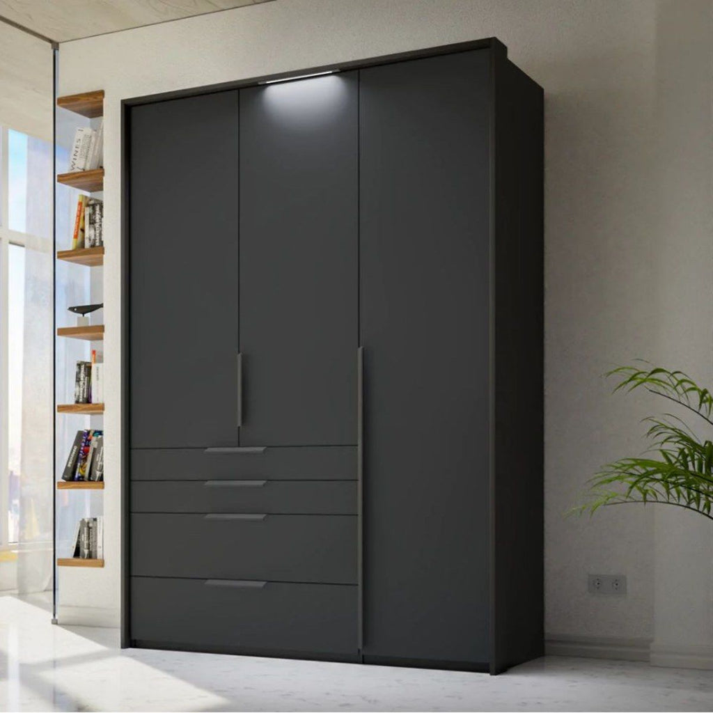 Oakwood Rauch Purisma Graphite 3 Door Hinged  Combi Wardrobe