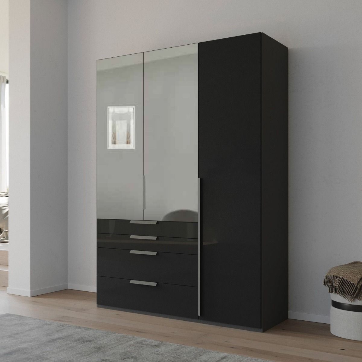 Oakwood Rauch Purisma Graphite 3 Door Hinged  Combi Wardrobe