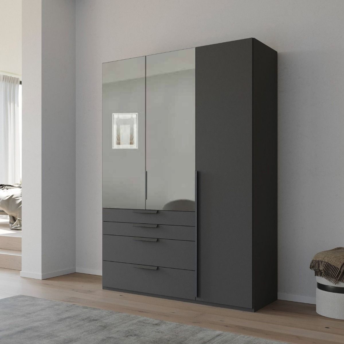 Oakwood Rauch Purisma Graphite 3 Door Hinged  Combi Wardrobe