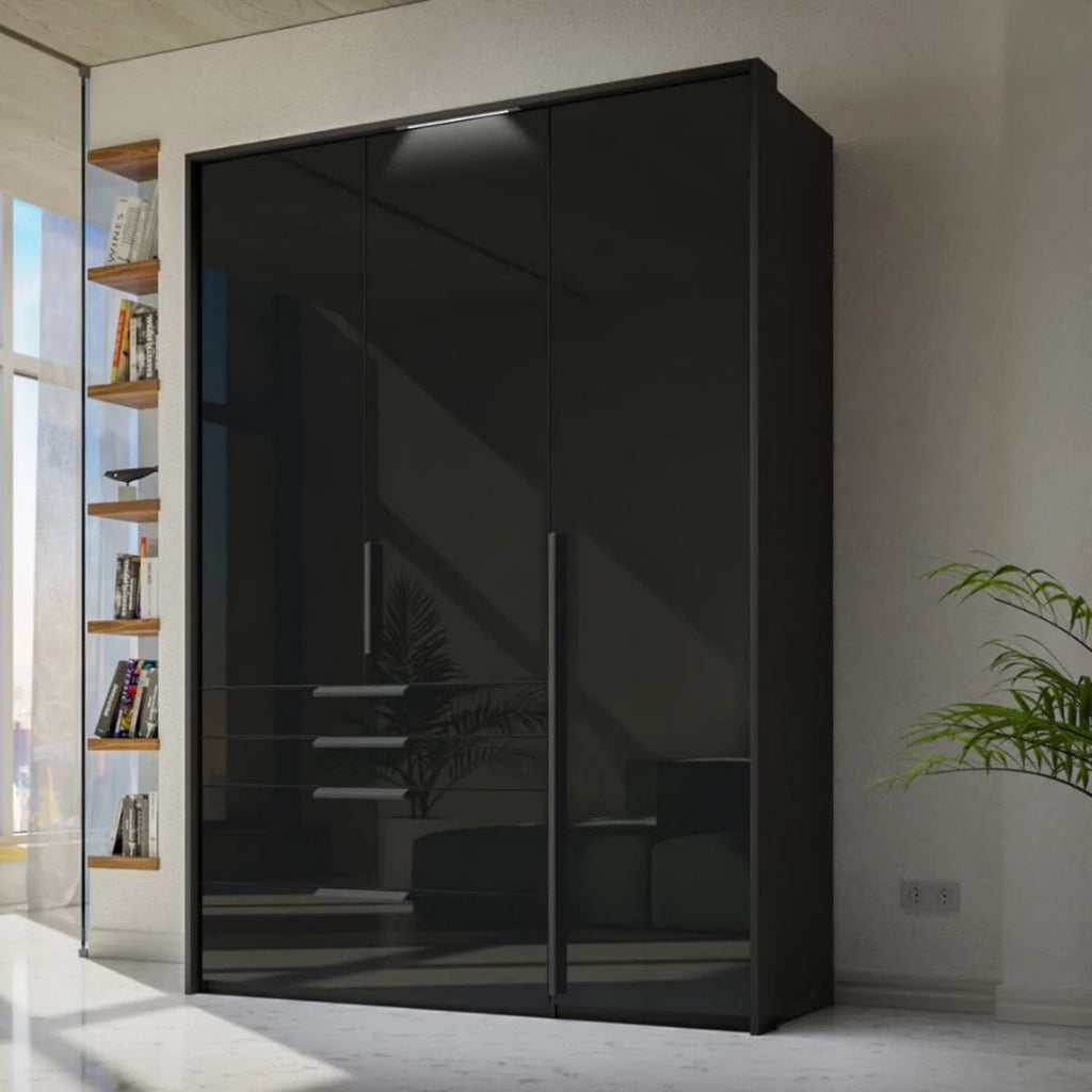 Oakwood Rauch Purisma Graphite 3 Door Hinged  Combi Wardrobe