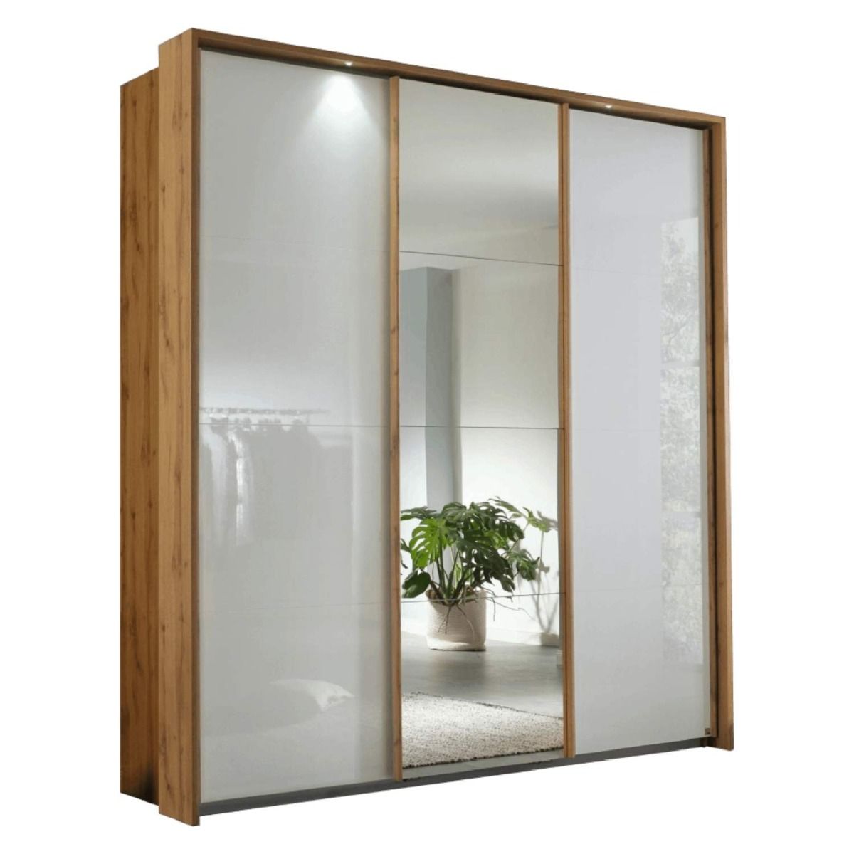 Oakwood Rauch Kulmbach Glass & Mirror 3 Sliding Door Wardrobe