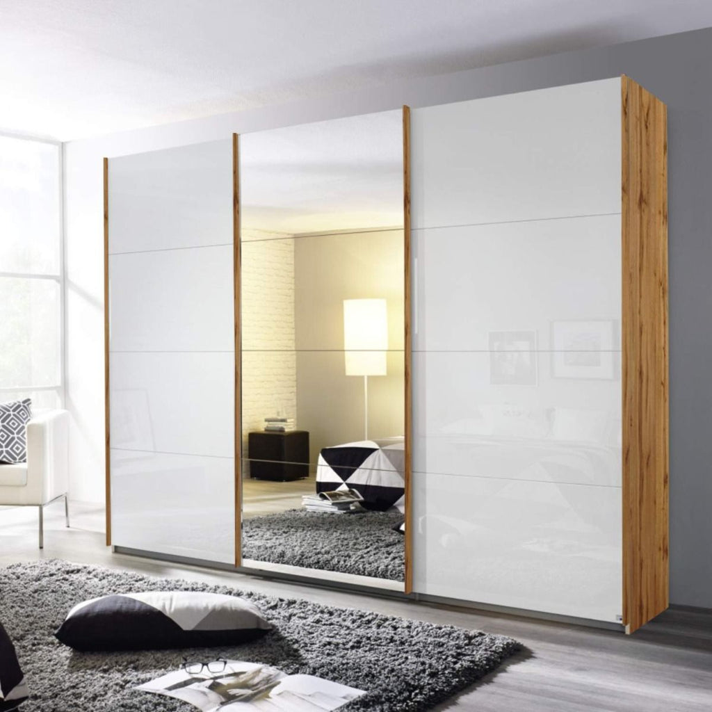 Oakwood Rauch Kulmbach Glass & Mirror 3 Sliding Door Wardrobe