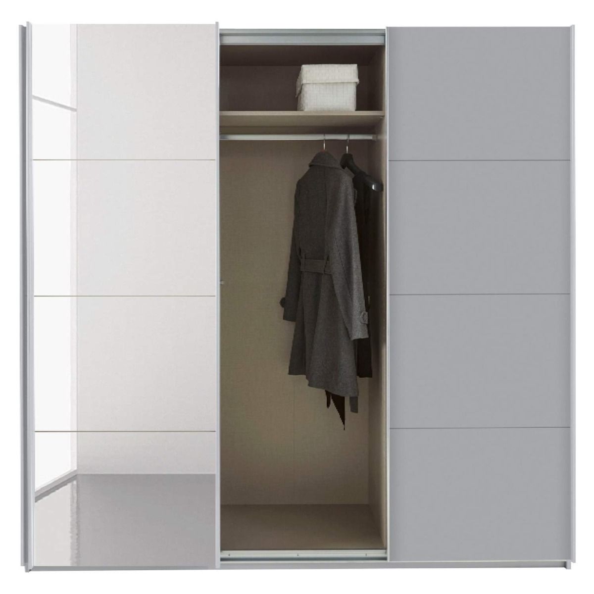 Oakwood Rauch Kulmbach Silk Grey Glass 3 Sliding Door Wardrobe