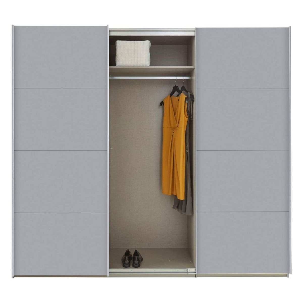 Oakwood Rauch Kulmbach Silk Grey & Mirror Front 3 Sliding Door Wardrobe