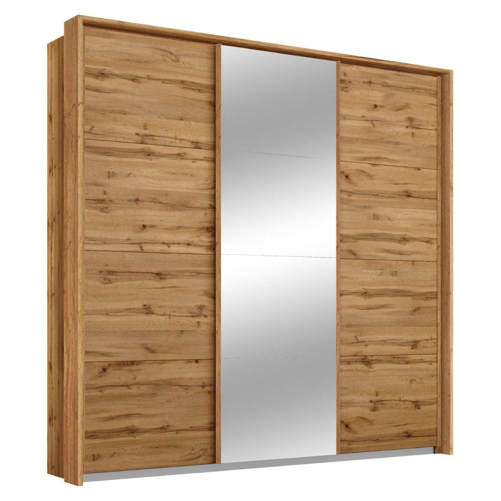 Oakwood Rauch Kulmbach Artisan Oak 3 Sliding Door Wardrobe With Mirror