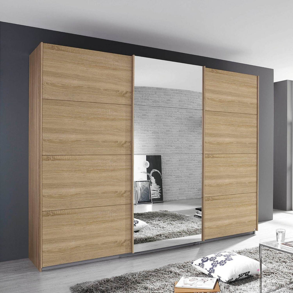 Oakwood Rauch Tubona Sonoma Oak 3 Sliding Door Wardrobe with Premium Interior