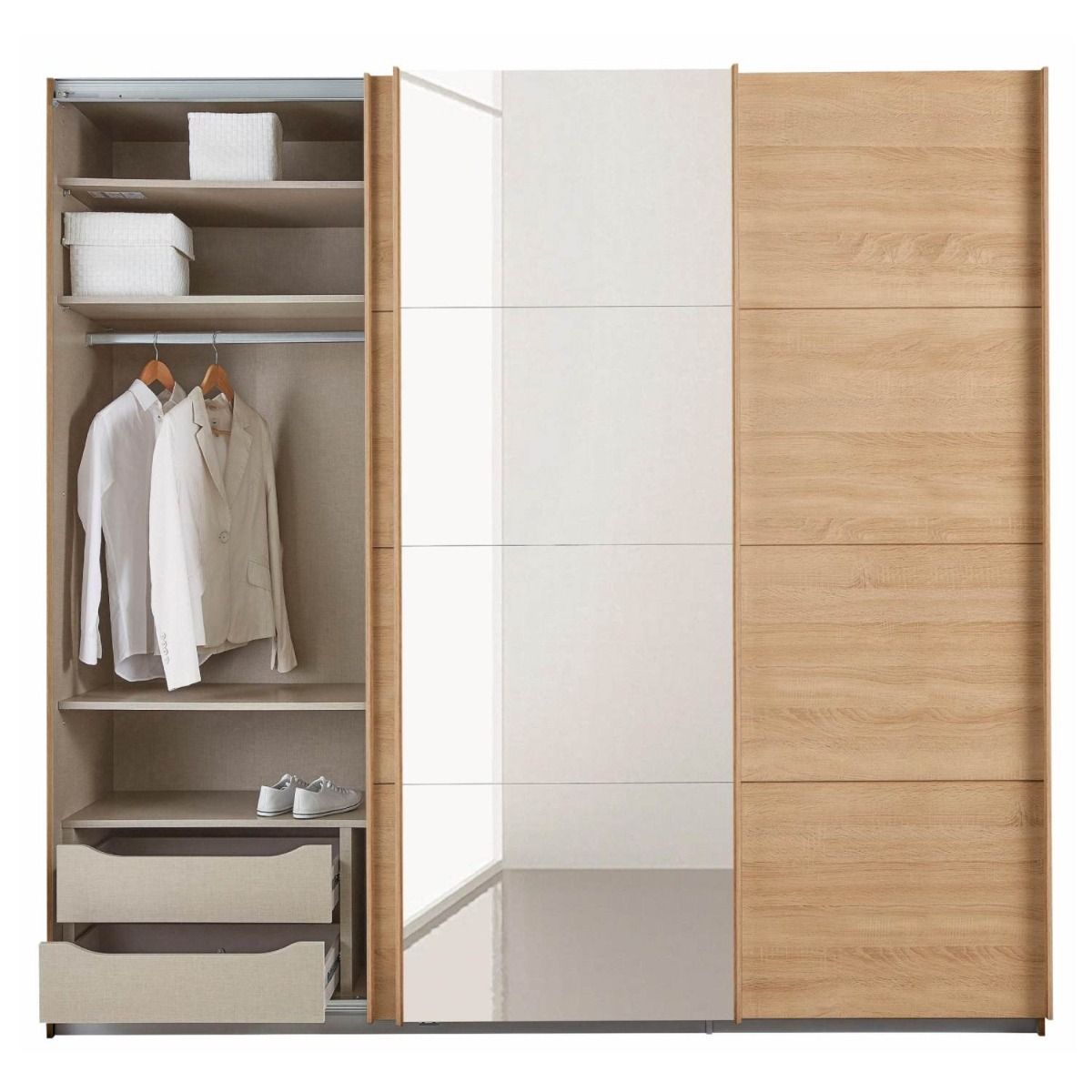 Oakwood Rauch Tubona Sonoma Oak 3 Sliding Door Wardrobe with Premium Interior
