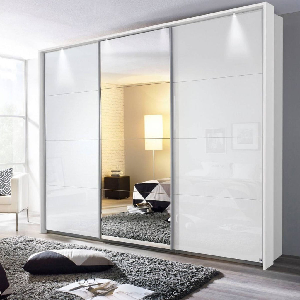 Oakwood Rauch Tubona Glass & Mirror 3 Sliding Door Wardrobe with Premium Interior