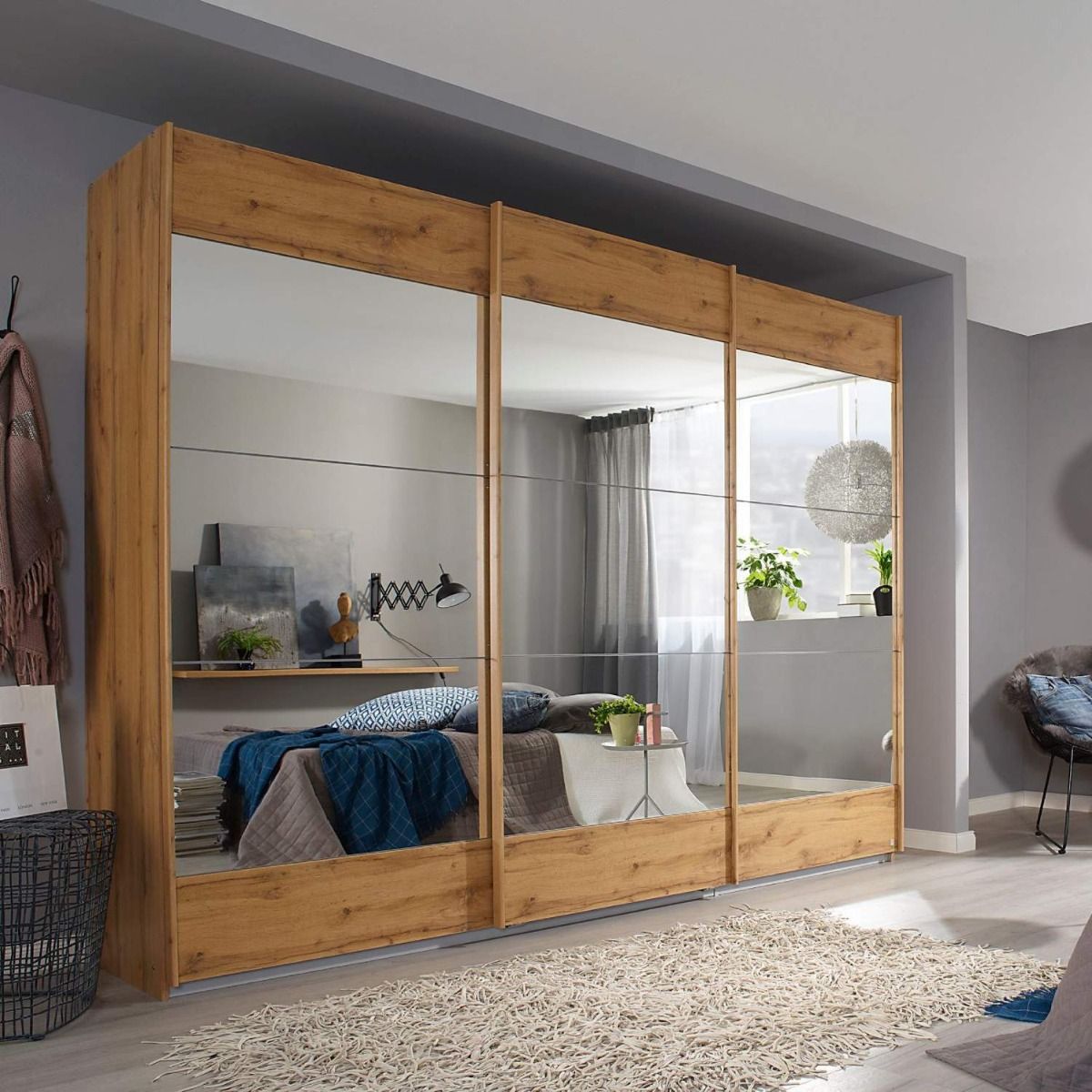 Oakwood Rauch Malibu Artisan Oak 3 Sliding Door Wardrobe