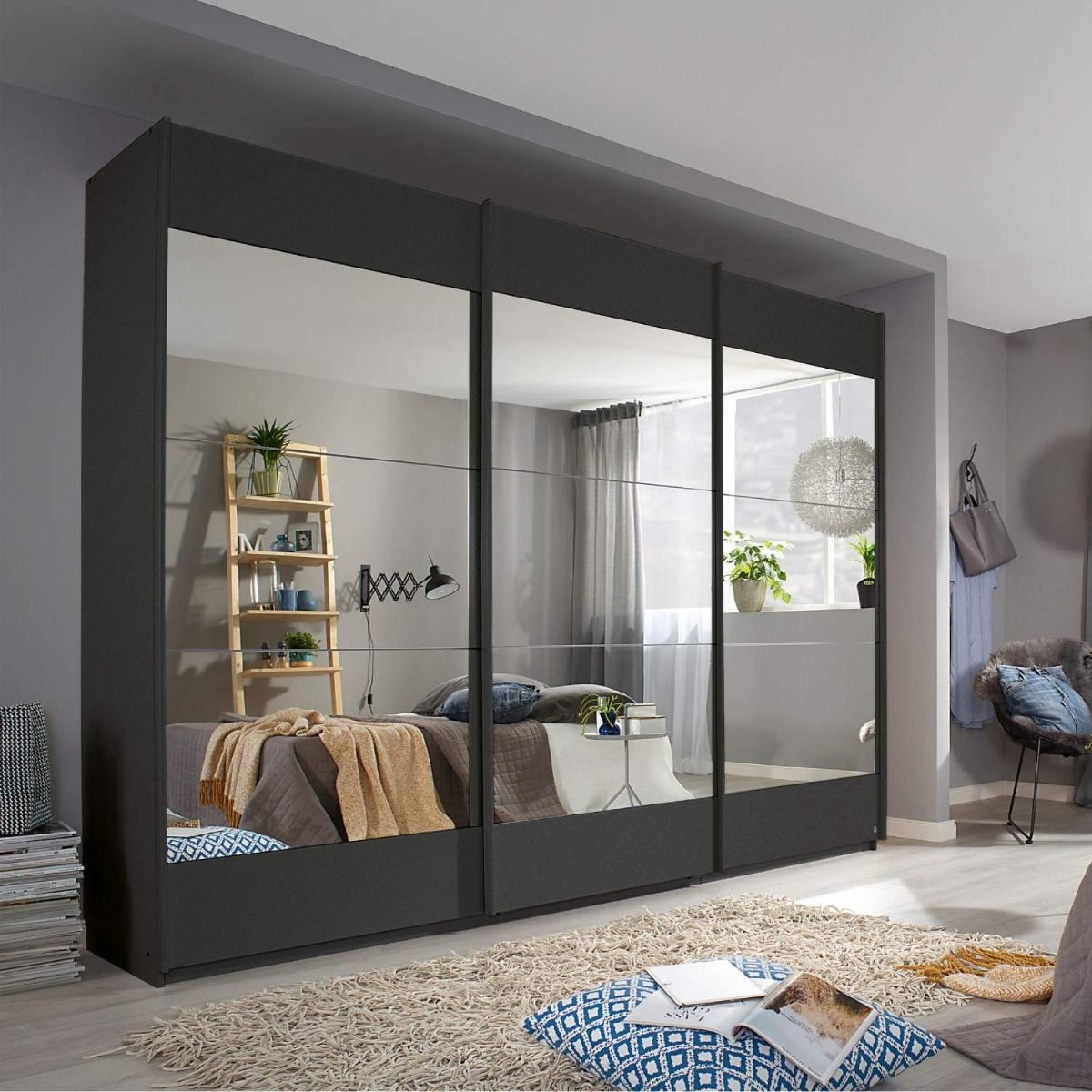Oakwood Rauch Malibu Metallic Grey 3 Sliding Door Wardrobe