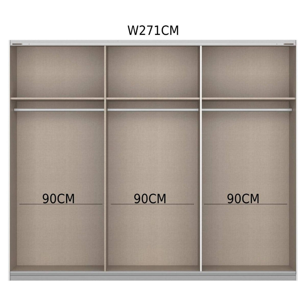 Oakwood Rauch Malibu Metallic Grey 3 Sliding Door Wardrobe