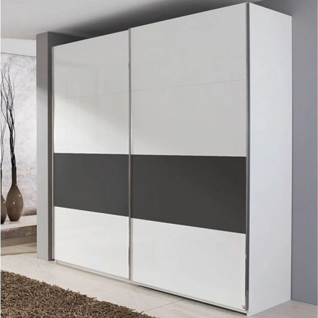 Oakwood Rauch Quadra White & Metallic Grey 2 Gliding Door Wardrobe