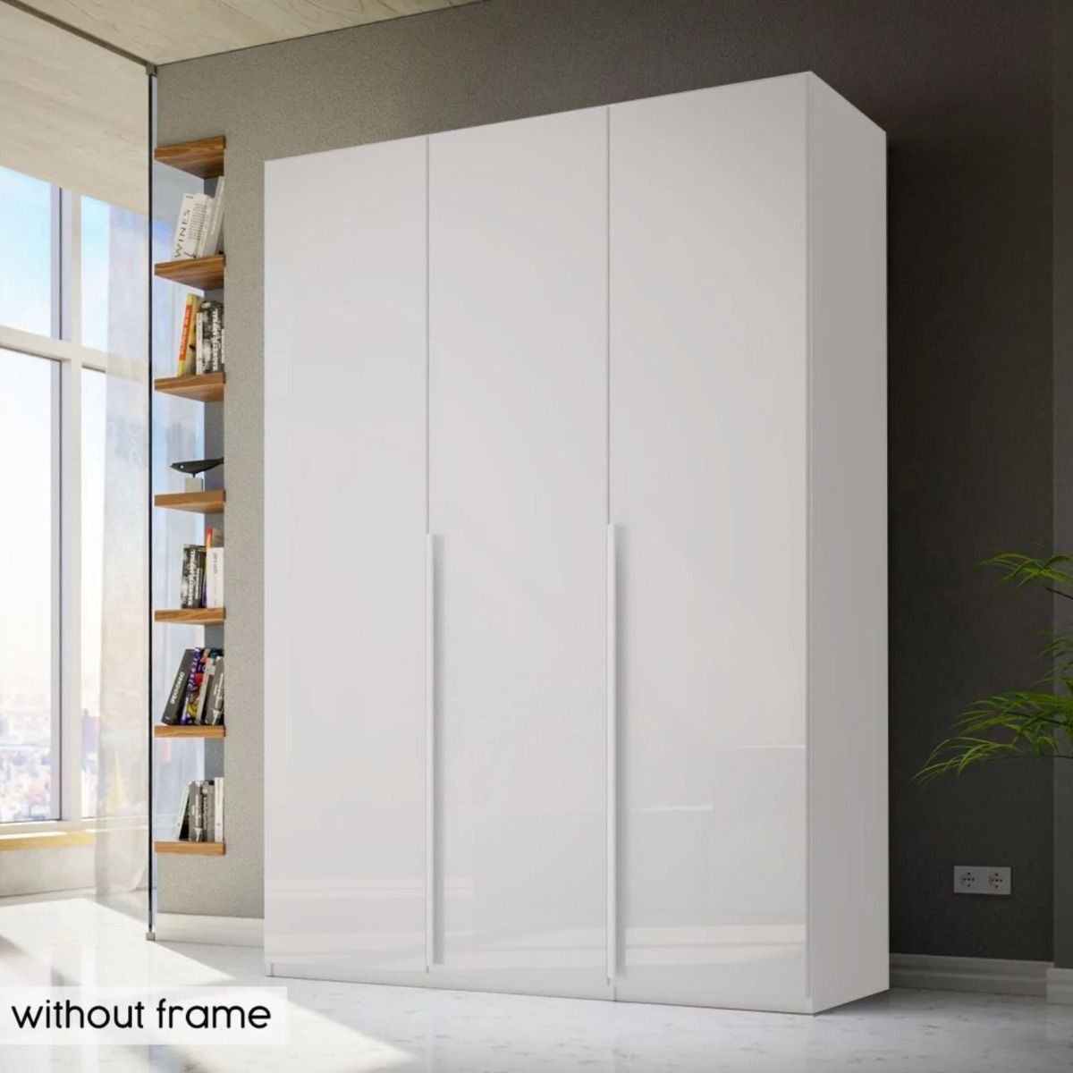 Oakwood Rauch Purisma 3 Door Hinged White Fully Loaded Wardrobe 150CM