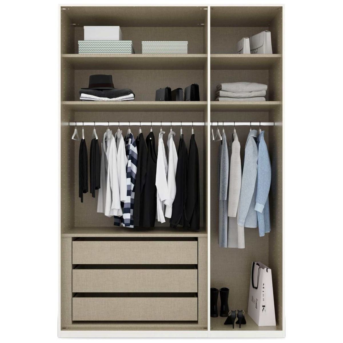 Oakwood Rauch Purisma 3 Door Hinged White Fully Loaded Wardrobe 150CM
