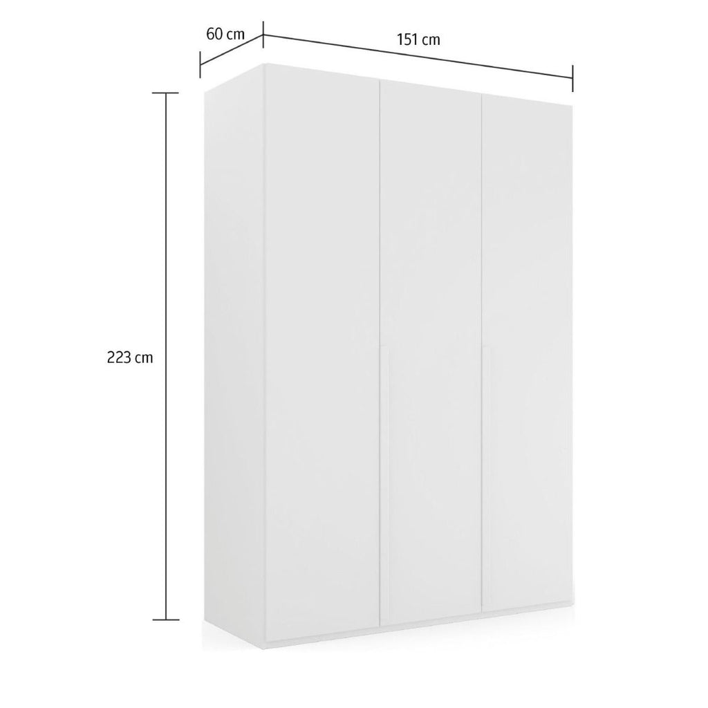 Oakwood Rauch Purisma 3 Door Hinged White Fully Loaded Wardrobe 150CM