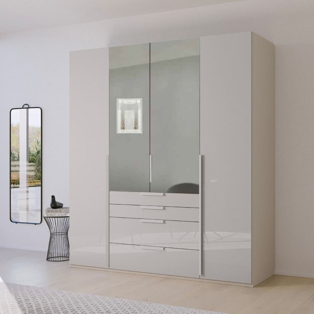 Oakwood Rauch Purisma Silk Grey 4 Door Hinged  Combi Wardrobe 201CM