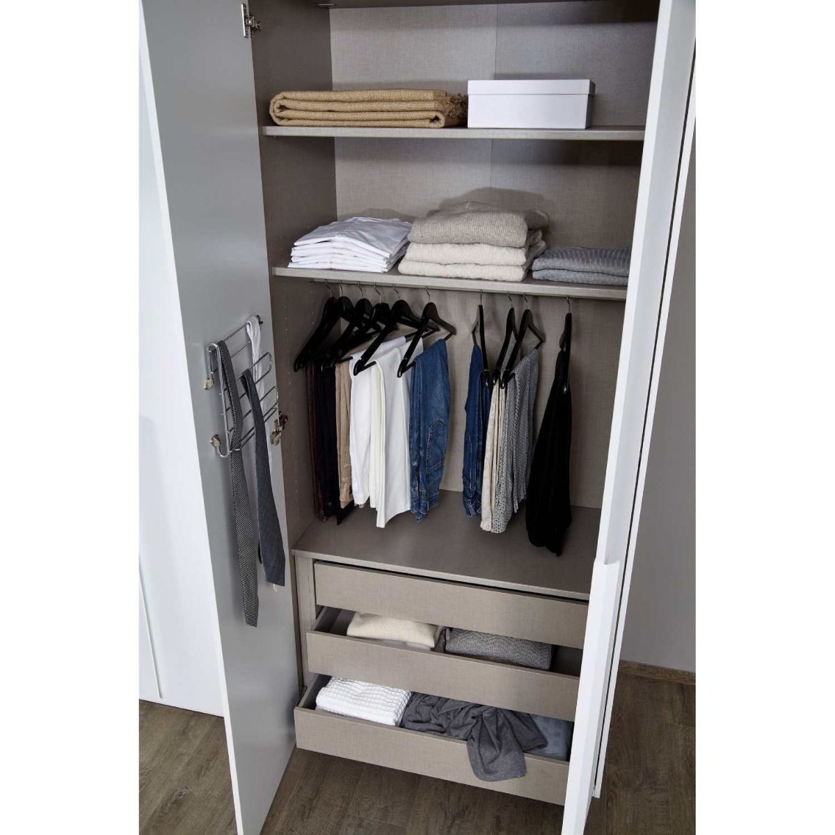 Oakwood Rauch Purisma 4 Door Hinged White Fully Loaded Wardrobe