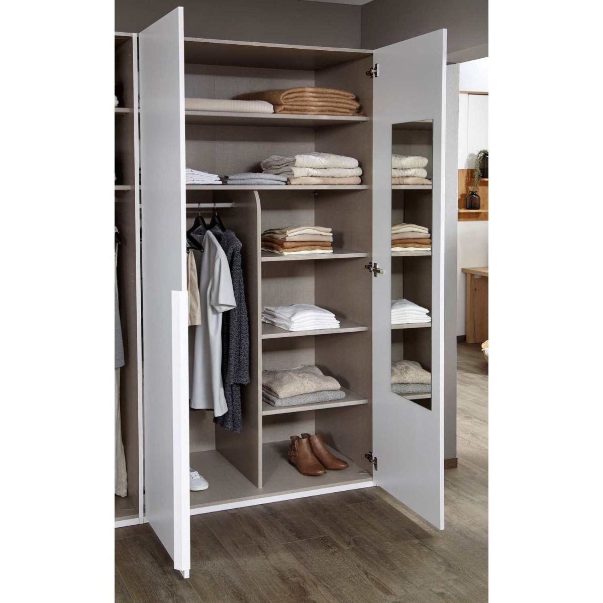 Oakwood Rauch Purisma 4 Door Hinged White Fully Loaded Wardrobe