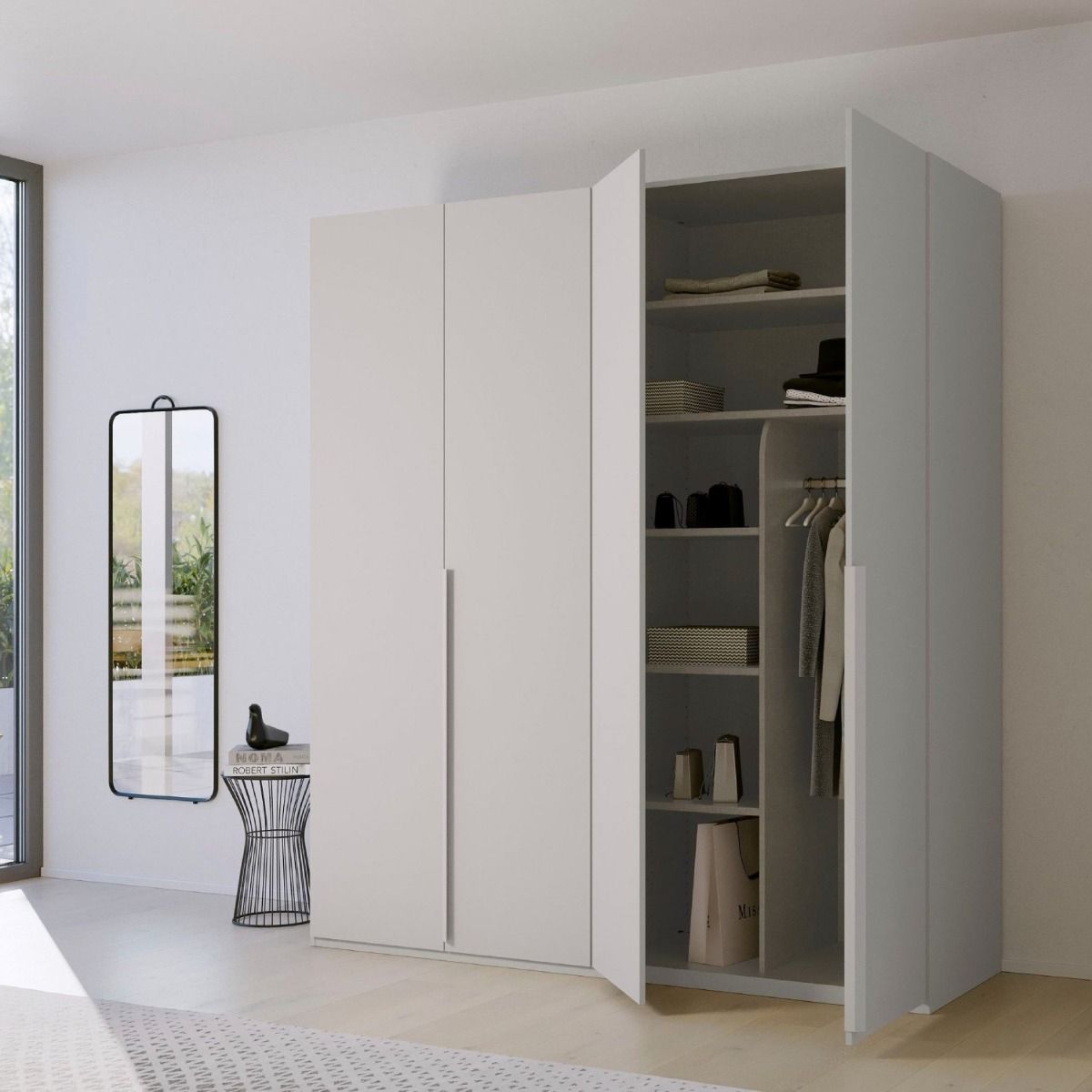 Oakwood Rauch Purisma 4 Door Hinged Silk Grey Fully Loaded Wardrobe