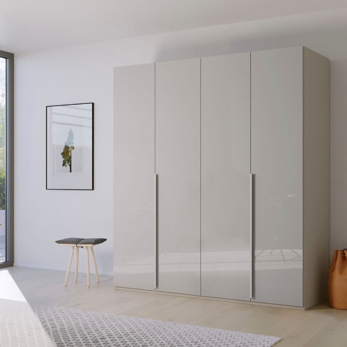 Oakwood Rauch Purisma 4 Door Hinged Silk Grey Fully Loaded Wardrobe