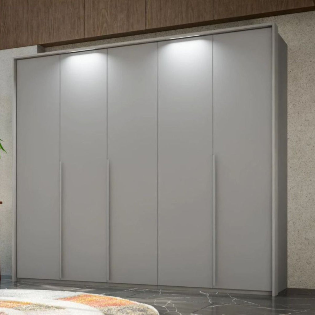 Oakwood Rauch Purisma Silk Grey 5 Door Hinged Wardrobe 251CM