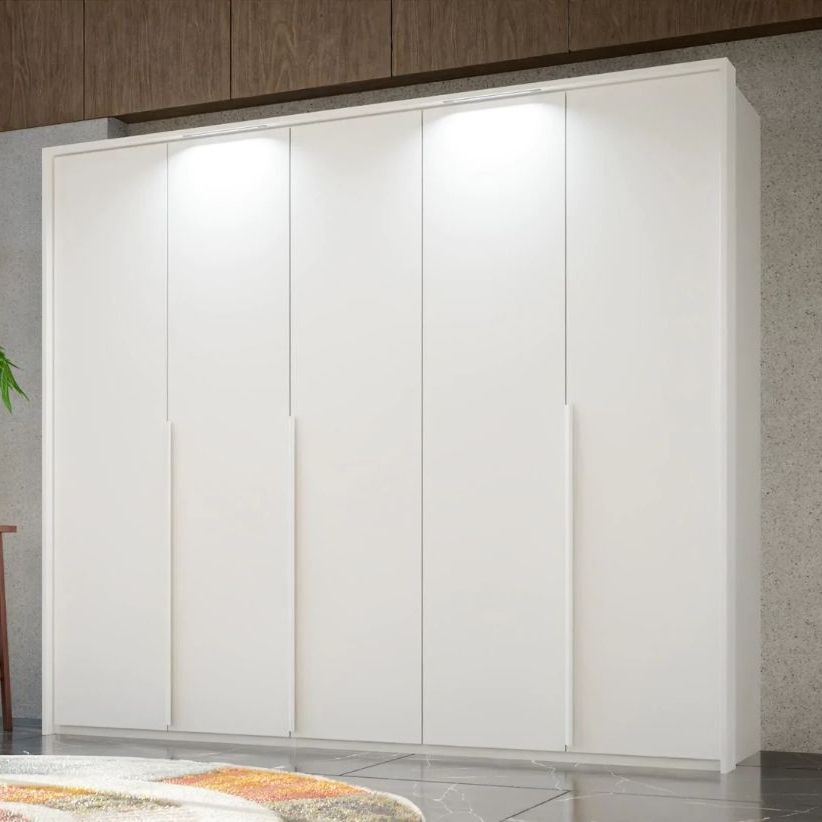 Oakwood Rauch Purisma White Glass 6 Door Hinged Wardrobe 301CM