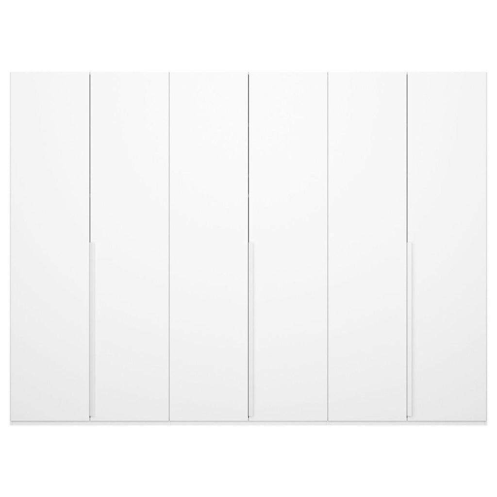 Oakwood Rauch Purisma White Glass 6 Door Hinged Wardrobe 301CM