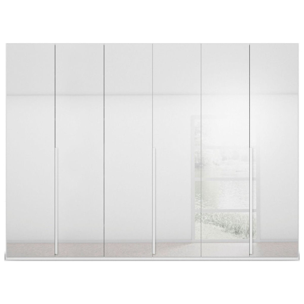 Oakwood Rauch Purisma White Glass 6 Door Hinged Wardrobe 301CM