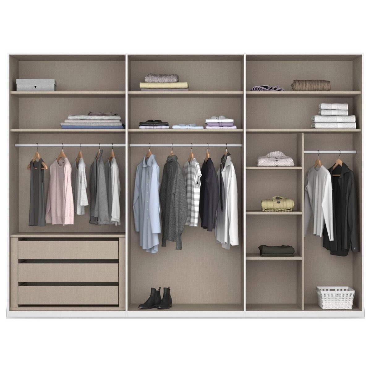 Oakwood Rauch Purisma White Glass 6 Door Hinged Wardrobe 301CM