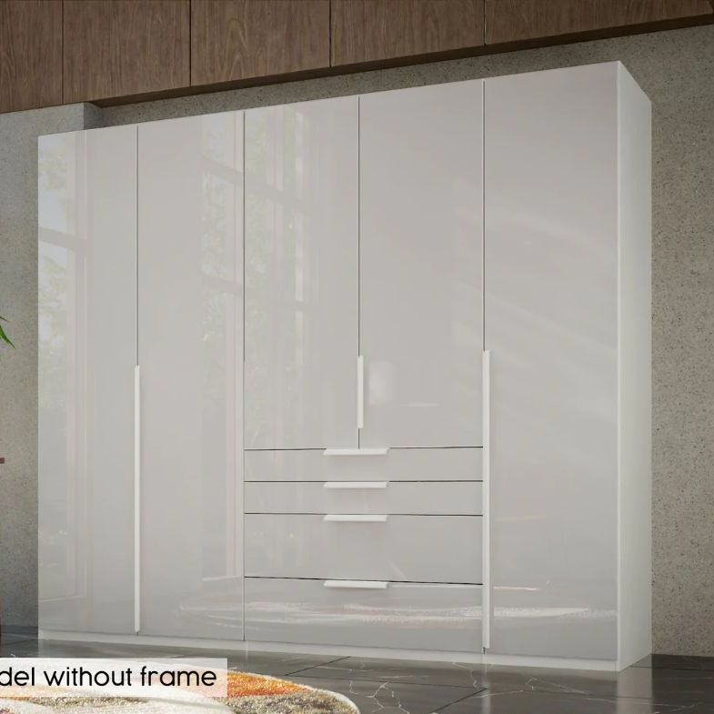 Oakwood Rauch Purisma White 5 Door Hinged  Combi Wardrobe 251CM