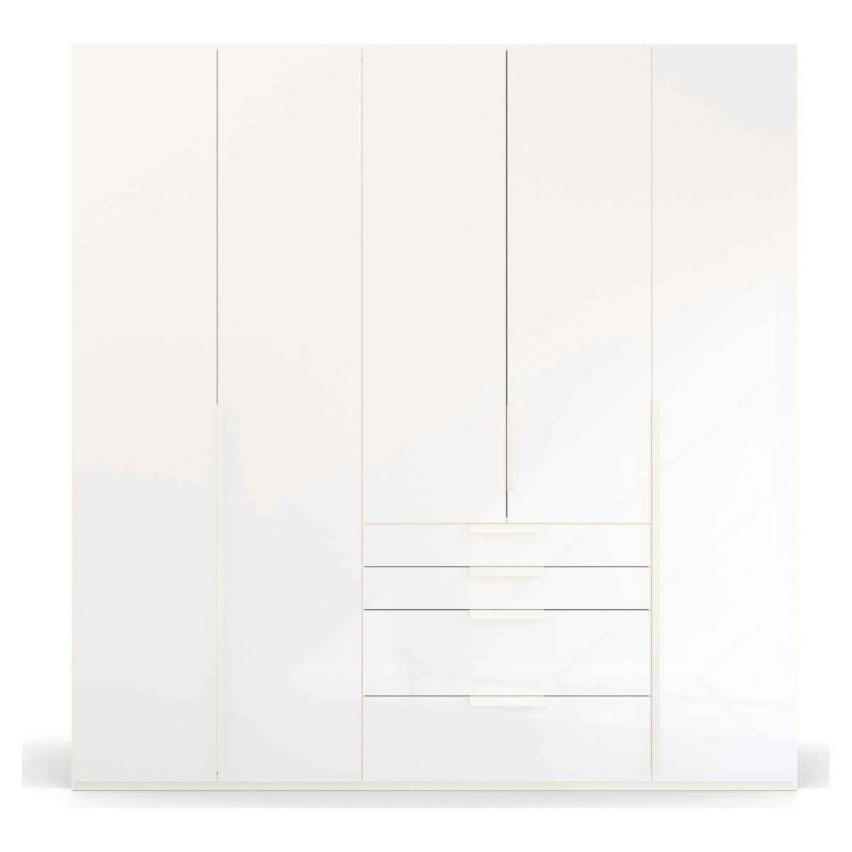 Oakwood Rauch Purisma White 5 Door Hinged  Combi Wardrobe 251CM