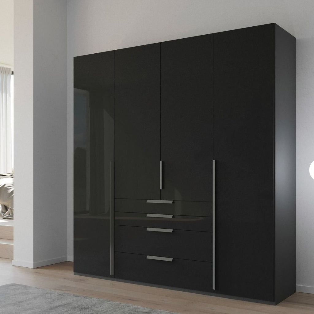Oakwood Rauch Purisma Graphite 4 Door Hinged  Combi Wardrobe