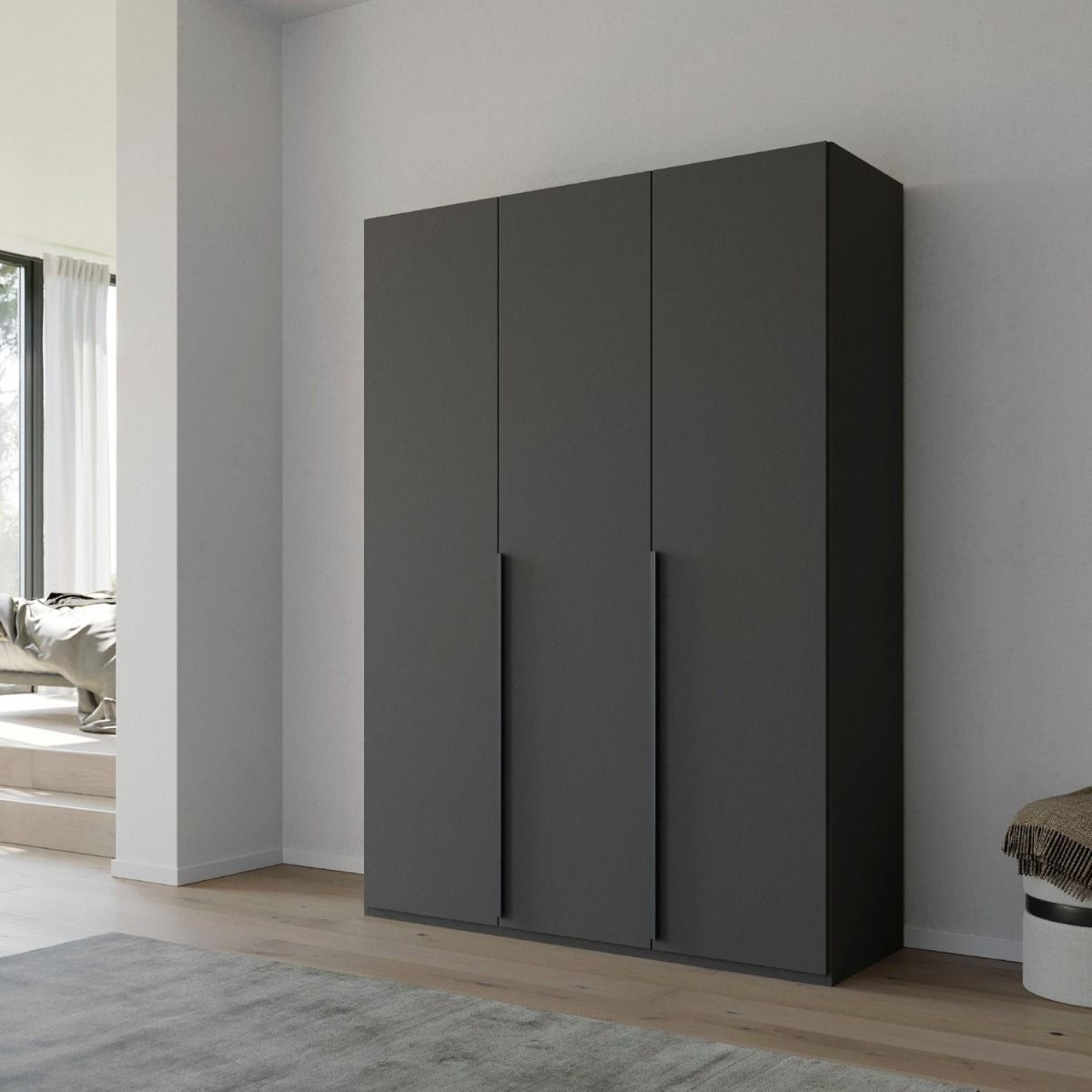 Oakwood Rauch Purisma 3 Door Hinged Graphite Fully Loaded Wardrobe 150CM