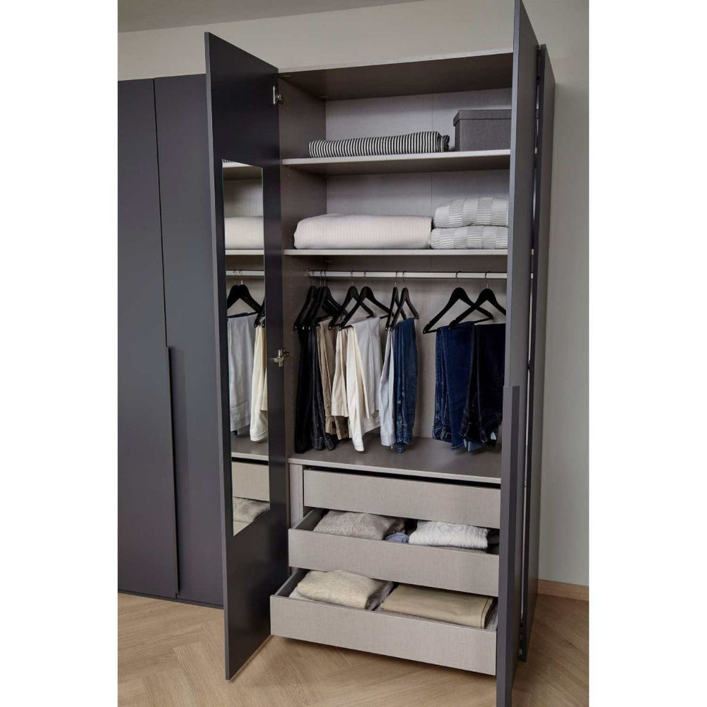 Oakwood Rauch Purisma 3 Door Hinged Graphite Fully Loaded Wardrobe 150CM