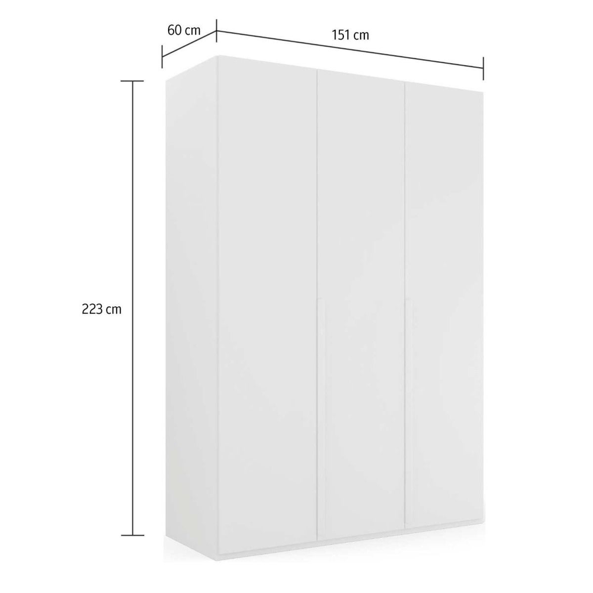 Oakwood Rauch Purisma 3 Door Hinged Graphite Fully Loaded Wardrobe 150CM