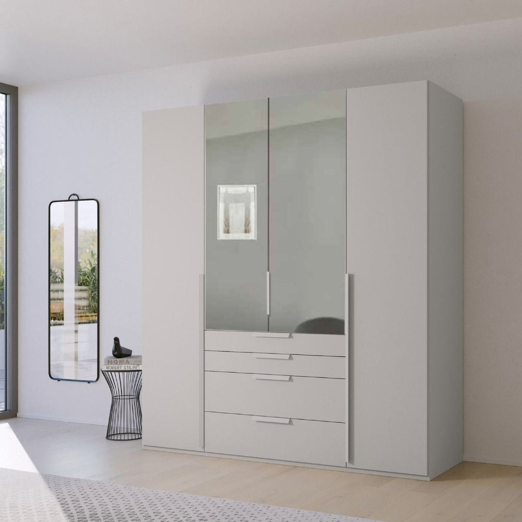 Oakwood Rauch Purisma Silk Grey 4 Door Hinged  Combi Wardrobe 201CM