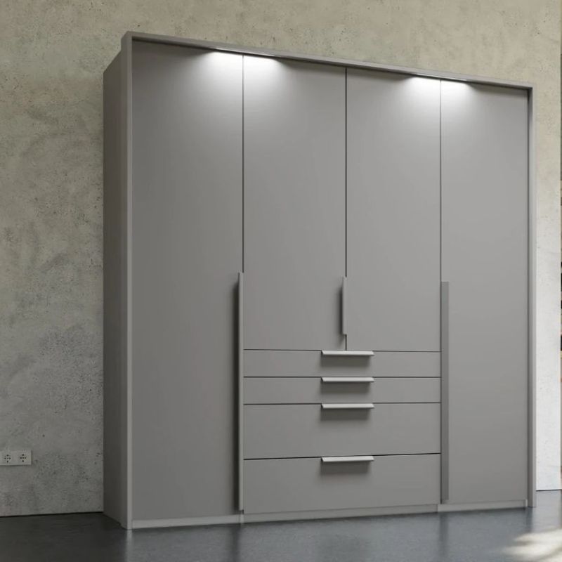 Oakwood Rauch Purisma Silk Grey 4 Door Hinged  Combi Wardrobe 201CM