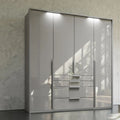 Oakwood Rauch Purisma Silk Grey 4 Door Hinged  Combi Wardrobe 201CM