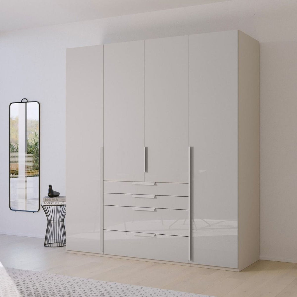 Oakwood Rauch Purisma Silk Grey 4 Door Hinged  Combi Wardrobe 201CM