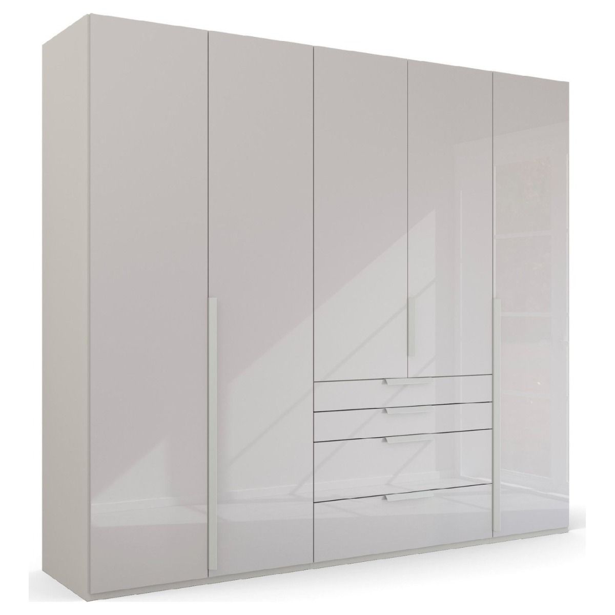 Oakwood Rauch Purisma Silk Grey 5 Door Hinged  Combi Wardrobe 251CM