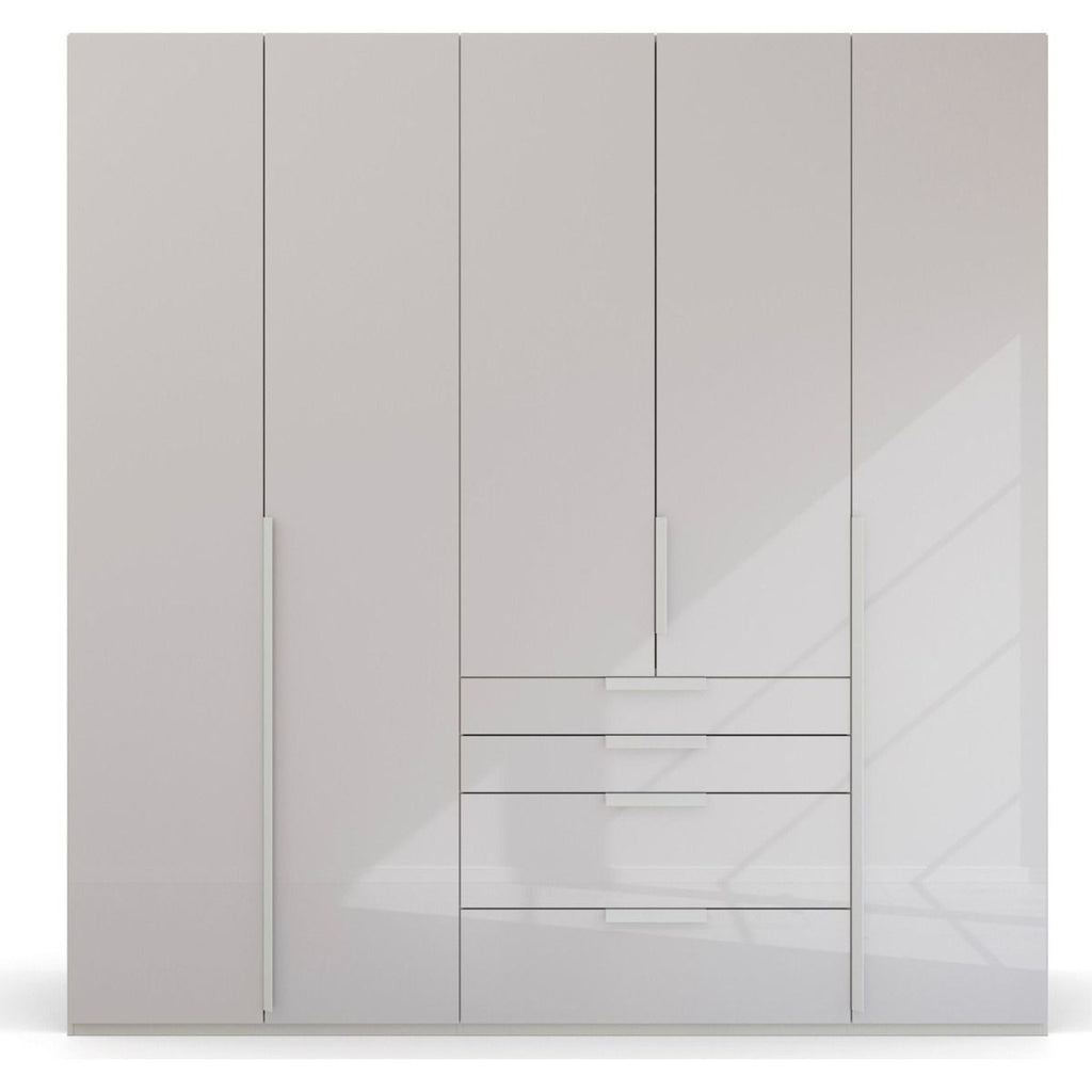 Oakwood Rauch Purisma Silk Grey 5 Door Hinged  Combi Wardrobe 251CM