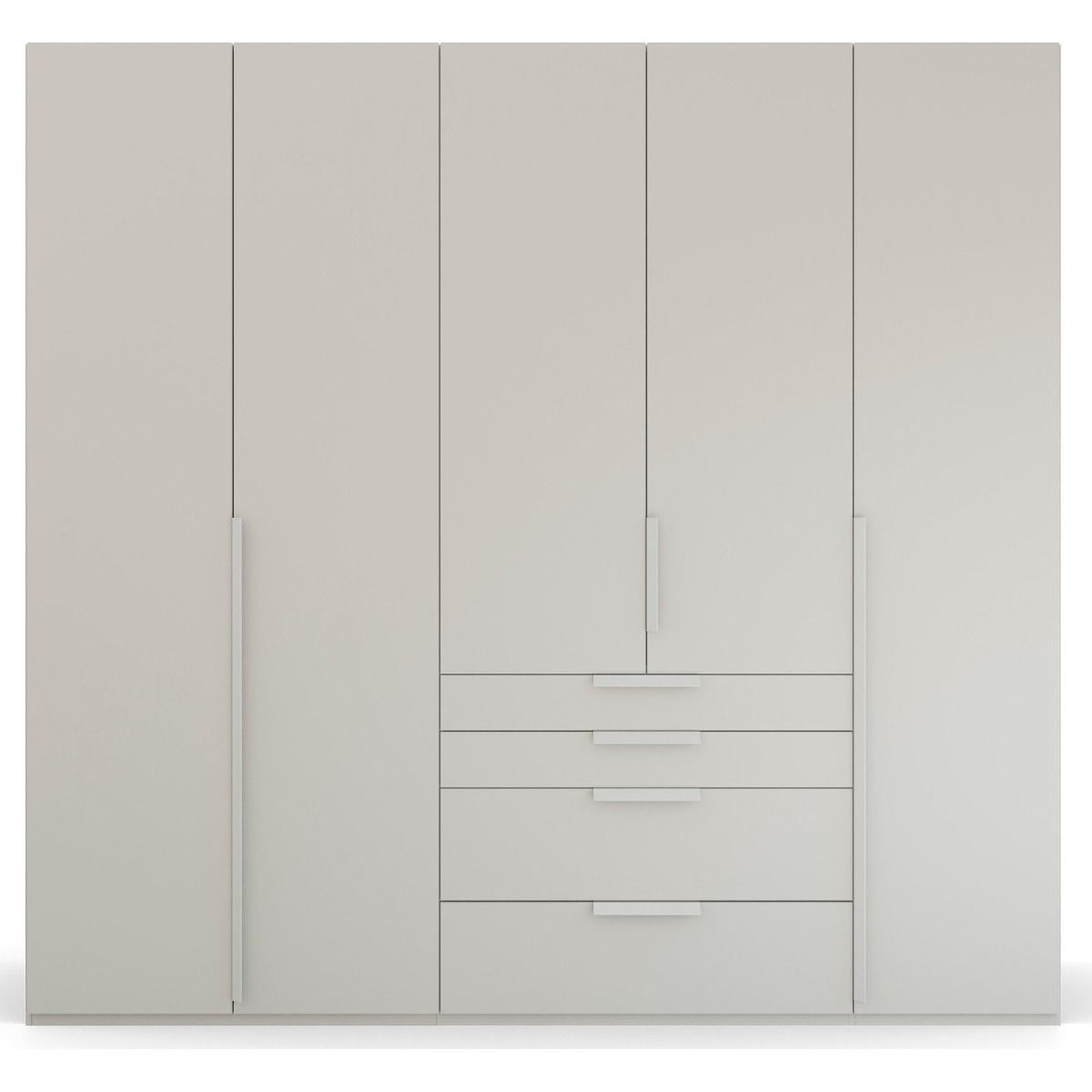 Oakwood Rauch Purisma Silk Grey 5 Door Hinged  Combi Wardrobe 251CM