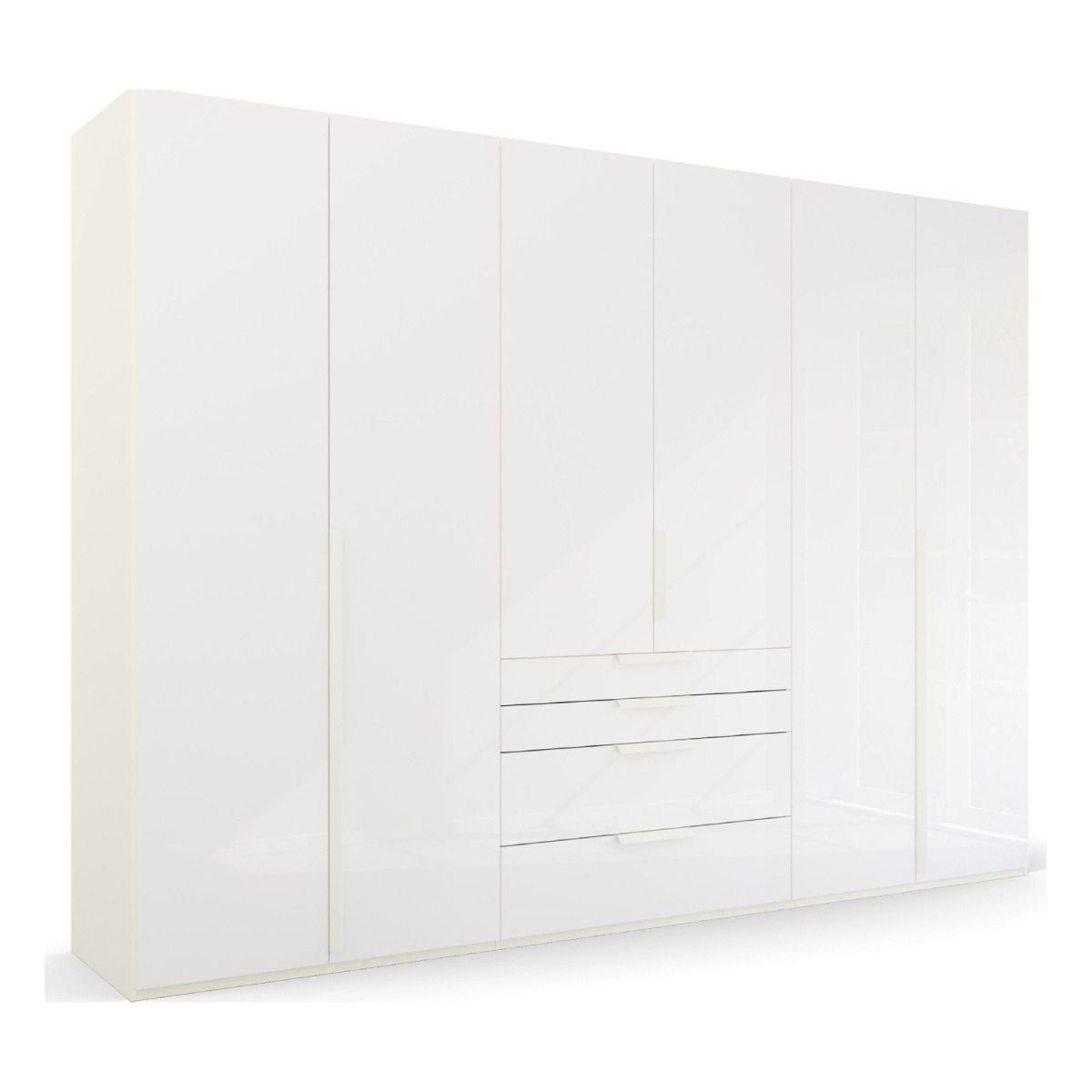 Oakwood Rauch Purisma White 6 Door Hinged Combi Wardrobe 301CM