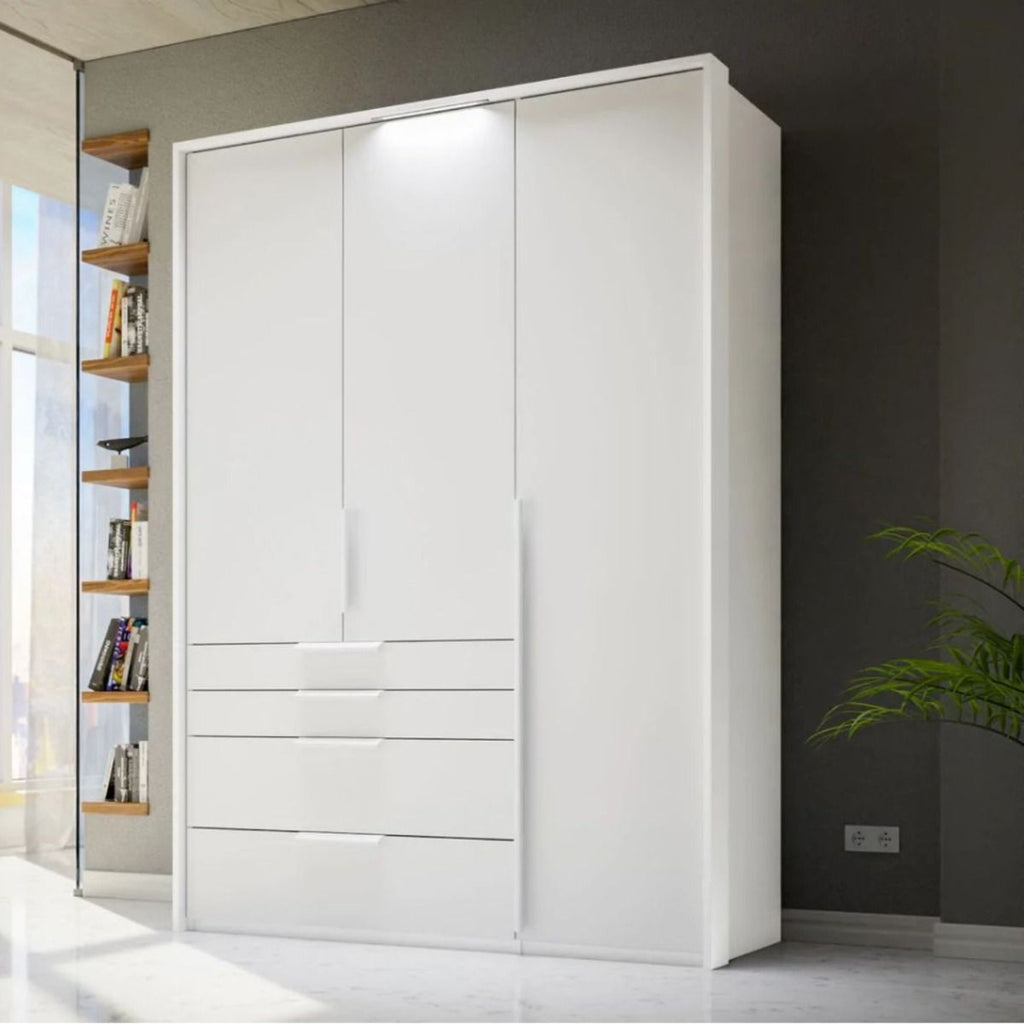 Oakwood Rauch Purisma White 3 Door Hinged  Combi Wardrobe
