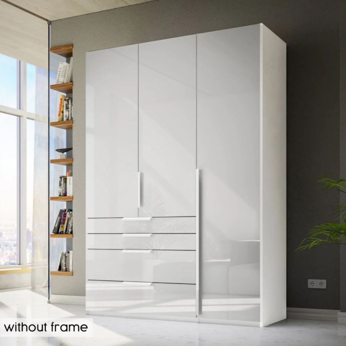 Oakwood Rauch Purisma White 3 Door Hinged  Combi Wardrobe